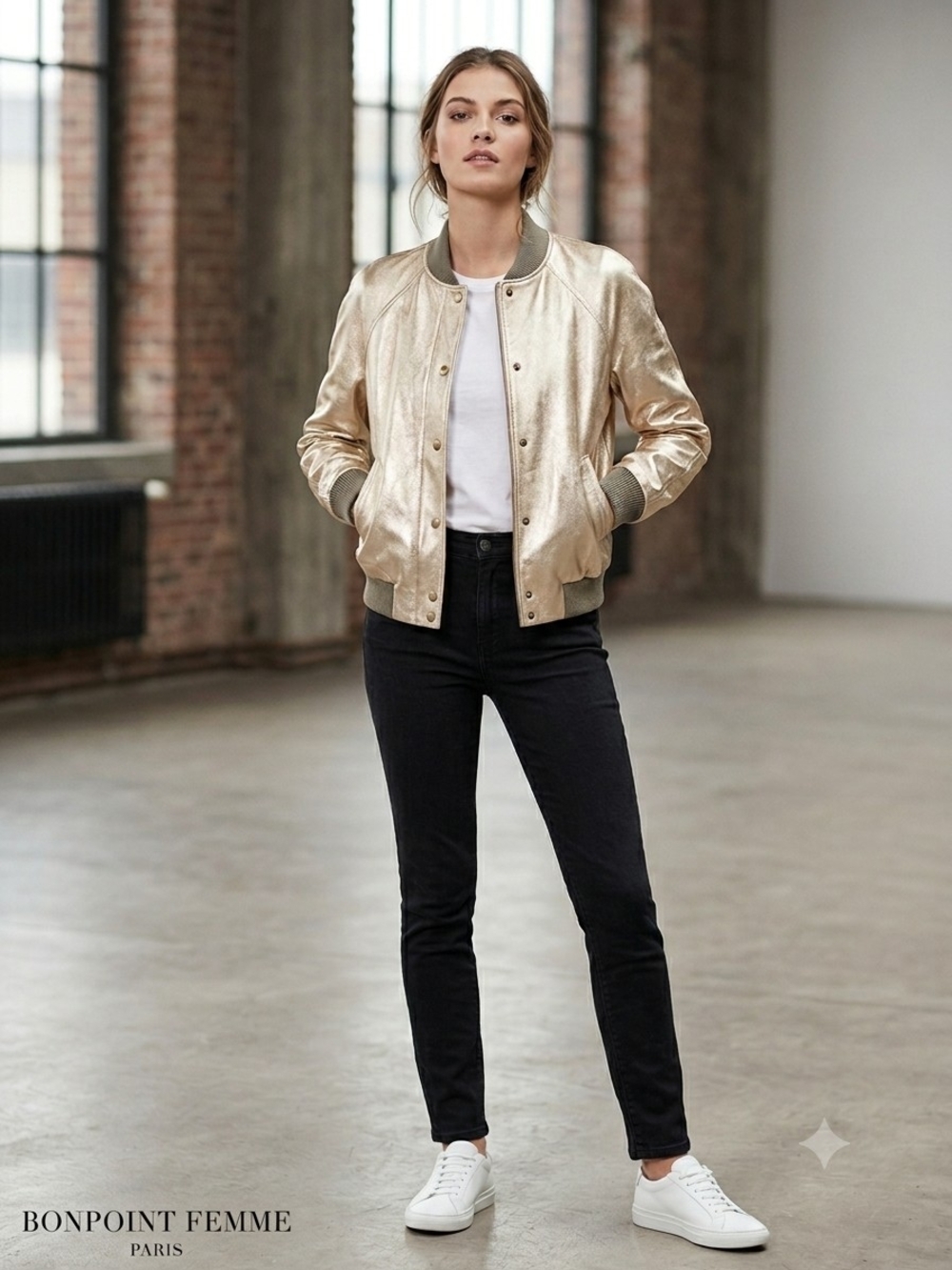 Bonpoint Metallic Gold Bomber Jacket